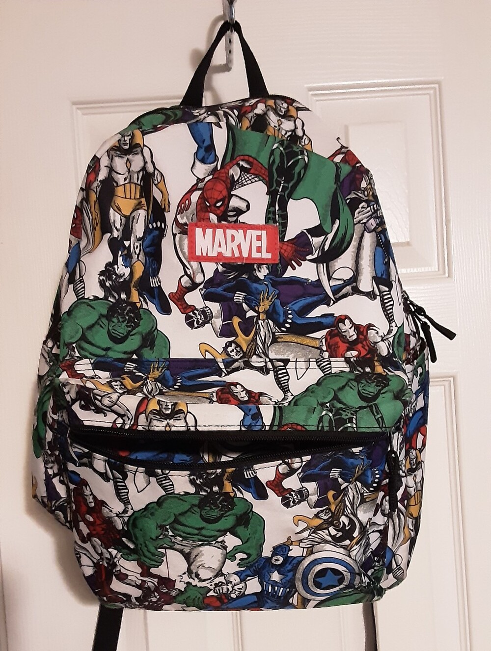 Marvel White Multi Superhero Print Backpack for Men Full Size